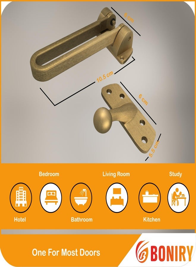 Boniry Heavy Duty Security Door Lock | Anti-Theft Door Guard Latch for Front and Inside Door | Ideal for Home,Office (Brass) - Image 2